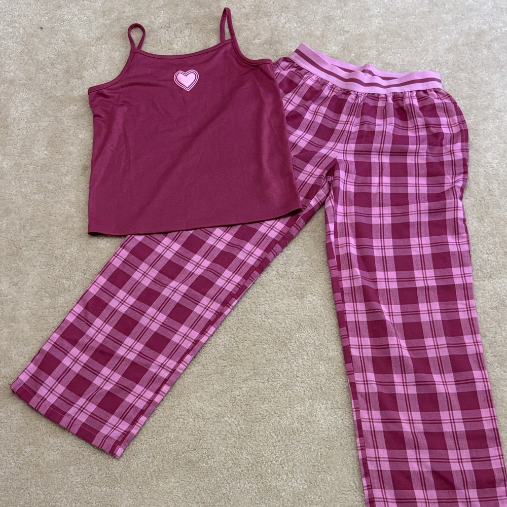 Kids Art Class Pink Plaid Sleep Set - Tank & Pajama Pants